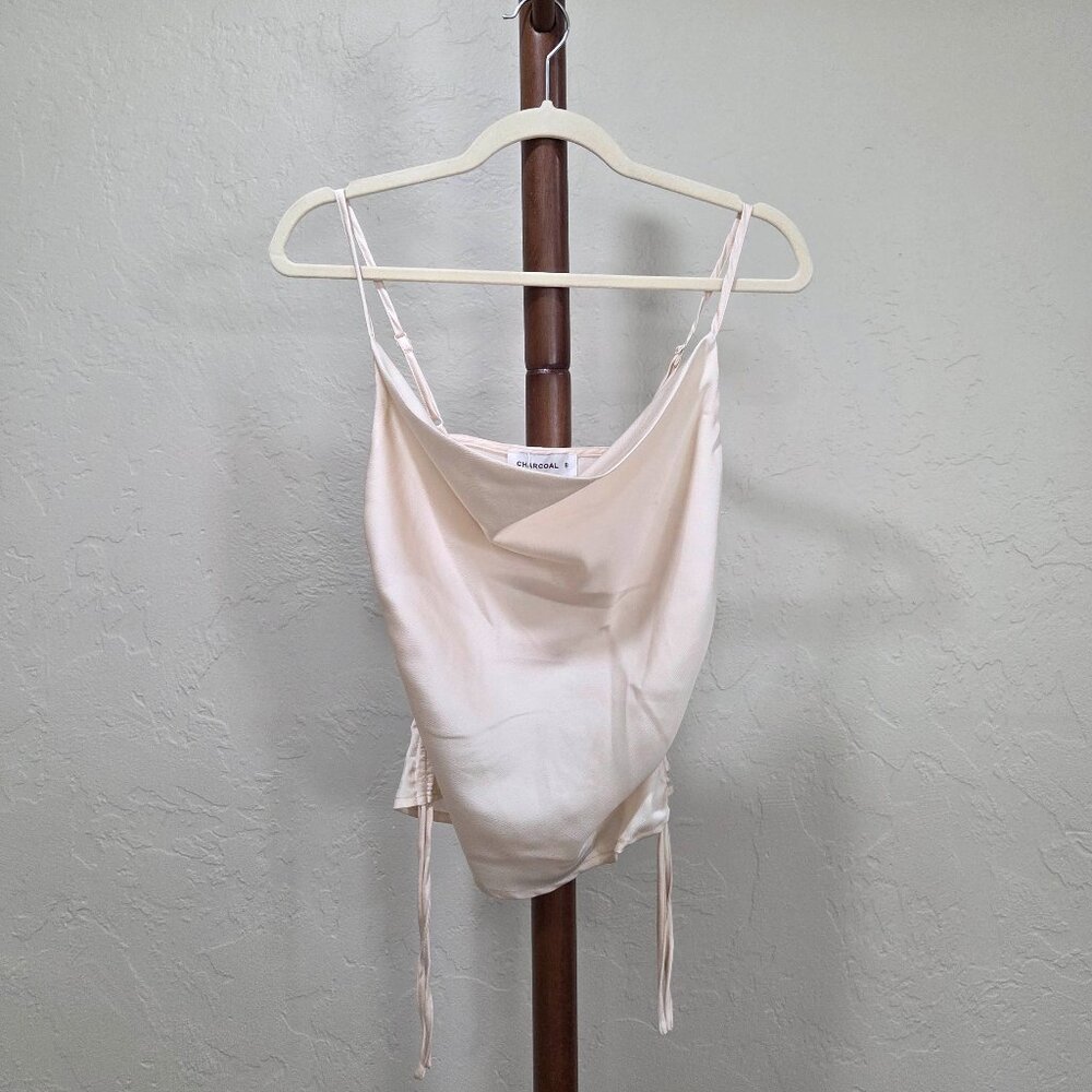 Women's Satin Cowl Neck‎ Cami With Ruched Side Details